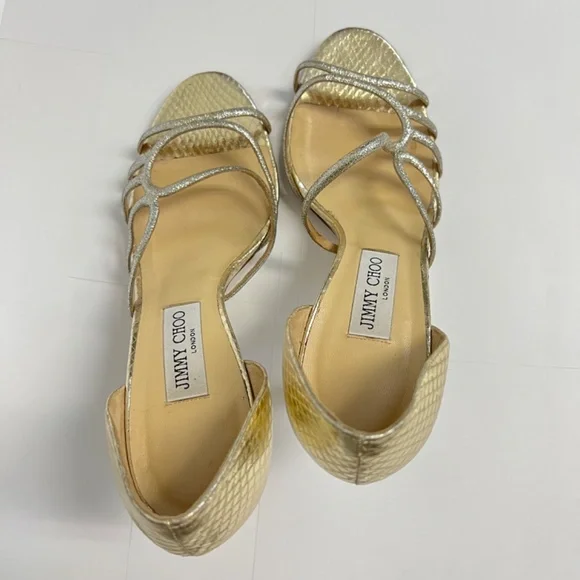 Jimmy Choo Straits D’Orsay Gold Heels - Picture 10 of 14